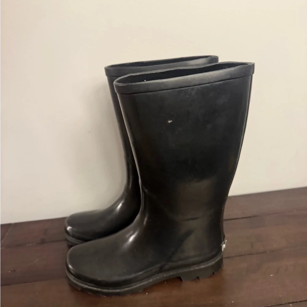 Sporto Black Rubber Rain Boots Women’s Size 6 Mid Calf Waterproof Classic